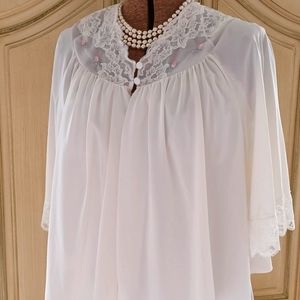 BEAUTIFUL CRISP WHITE  BEDJACKET BY "SHADOWLINE" breathtaking